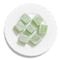 Image showing Turkish delight on a plate isolated