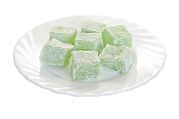 Image showing Turkish delight on a plate isolated