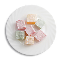 Image showing Turkish delight on a plate isolated