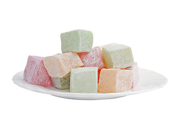 Image showing Turkish delight on a plate isolated