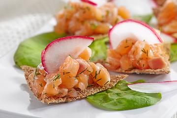 Image showing canapes with salmon tartare