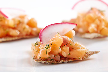 Image showing canapes with salmon tartare