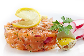 Image showing fresh salmon tartare