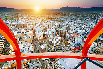 Image showing Sunset over Kyoto City in Japan. 