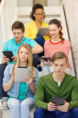 Image showing busy students with tablet pc computer