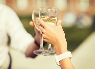 Image showing couple drinking wine in cafe