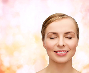 Image showing face of beautiful woman with closed eyes