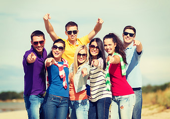 Image showing group of friends having fun on the beach