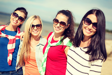 Image showing beautiful teenage girls having fun on the beach