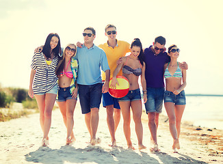 Image showing group of friends having fun on the beach