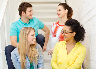 Image showing smiling teenagers hanging out