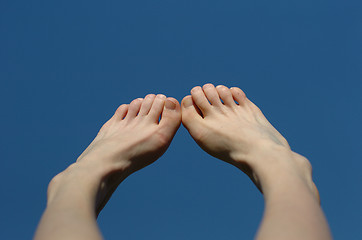 Image showing feet on blue