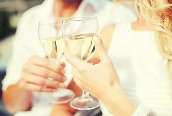 Image showing couple drinking wine in cafe