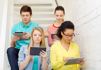 Image showing calm students with tablet pc computer