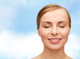 Image showing face of beautiful woman with closed eyes