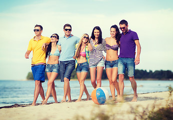 Image showing group of friends having fun on the beach