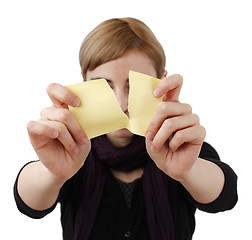 Image showing Woman and post it