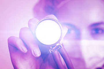 Image showing Portrait of a young doctor with stethoscope.