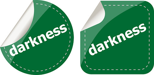 Image showing darkness word stickers web button set, label, icon