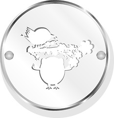 Image showing button with owl, bird and tree, isolated on white