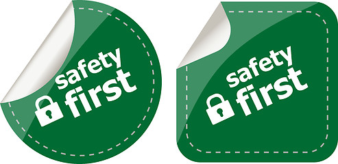 Image showing Secure lock sign label isolated on white, safety first