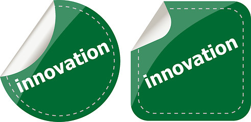 Image showing innovation word on stickers button set, label
