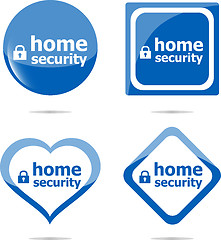 Image showing home security with lock on stickers set