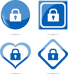 Image showing stickers set with closed lock, security concept