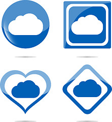 Image showing collection of stickers set and abstract cloud