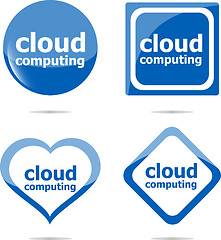 Image showing cloud computing stickers set isolated on white, icon button