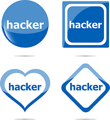 Image showing hacker stickers set isolated on white, icon button