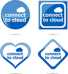 Image showing stickers label set business tag with connect to cloud word