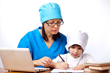 Image showing mom and son doctors