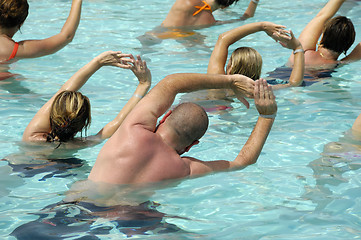 Image showing Aerobic in pool