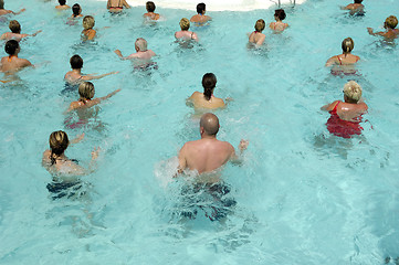 Image showing Aerobic in pool