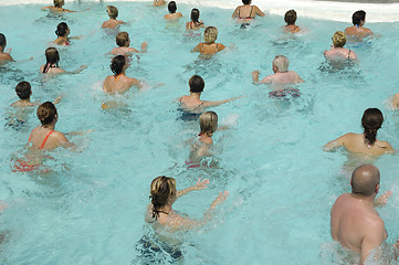 Image showing Aerobic in pool