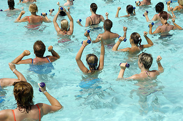 Image showing Aerobic in pool