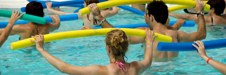 Image showing Aerobic in pool