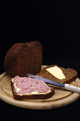 Image showing Bread and sausage