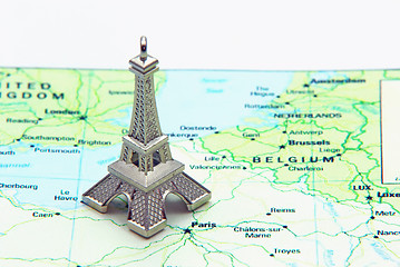 Image showing Statue of Eiffel Tower on map
