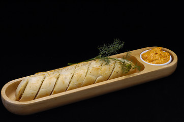 Image showing Garlic bread with dip