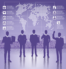 Image showing Business Concept Silhouettes With Infographics Earth Map