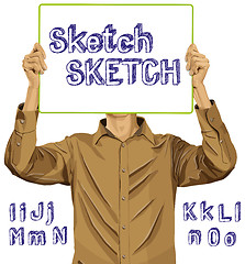 Image showing Man With Write Board And Sketch Alphabet 02