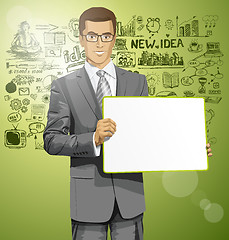 Image showing Vector Business Man with Empty Write Board