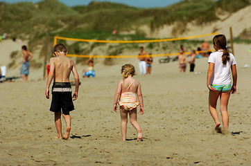 Image showing three kids on beach