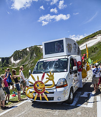 Image showing Cofidis Vehicle in Pyrenees Mountains