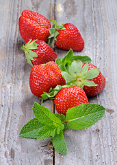 Image showing Strawberries and Mint Leafs