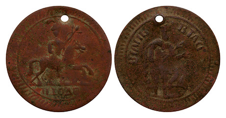 Image showing medallion from necklace with rider in bunchake