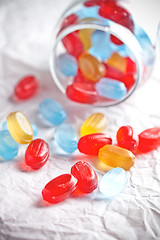 Image showing colorful candies in glass jar