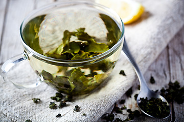 Image showing cup of green tea 